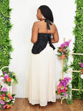 MIDNIGHT RUFFLES PLEATED MAXI DRESS