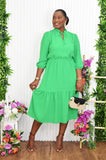 SOFT AND DELICATE LONG SLEEVE MIDI DRESS
