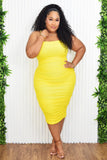 NO RULES RUCHED MIDI DRESS PLUS GRAND BAZAAR