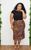 GET WITH IT ANIMAL PRINT SKIRT PLUS