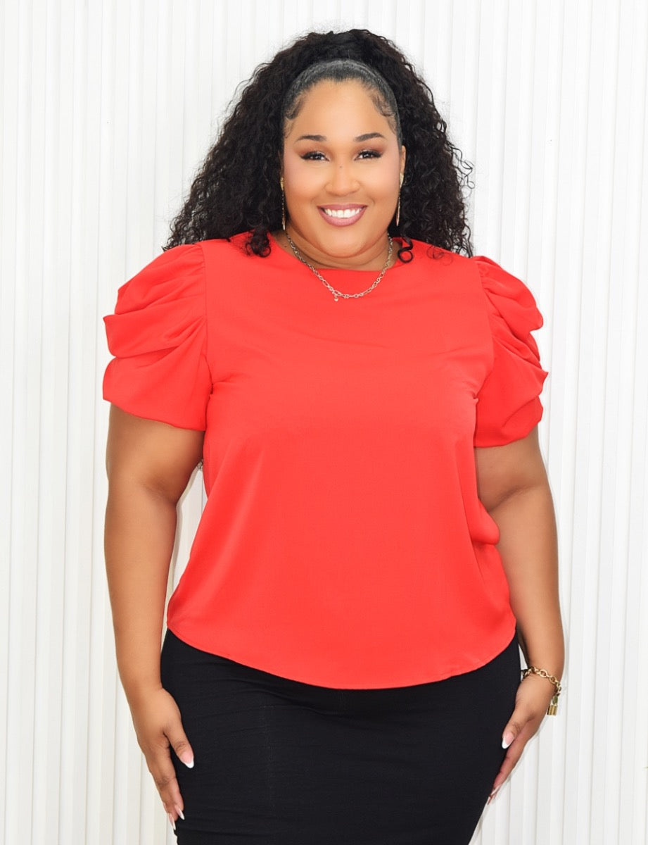 ENDLESS TALKS PUFF SLEEVE TOP PLUS