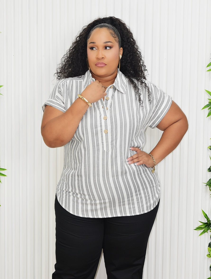 STAY IN LINE POPLIN SHIRT PLUS
