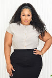 OFFICE CUTIE STRIPE BLOUSE PLUS