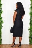 MADISON COLLARED SLEEVELESS MIDI DRESS