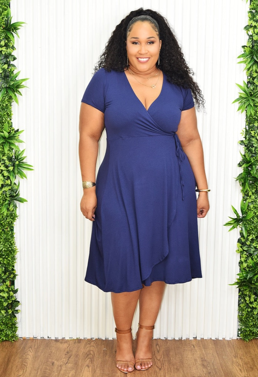 MAXINE WRAP MIDI DRESS PLUS