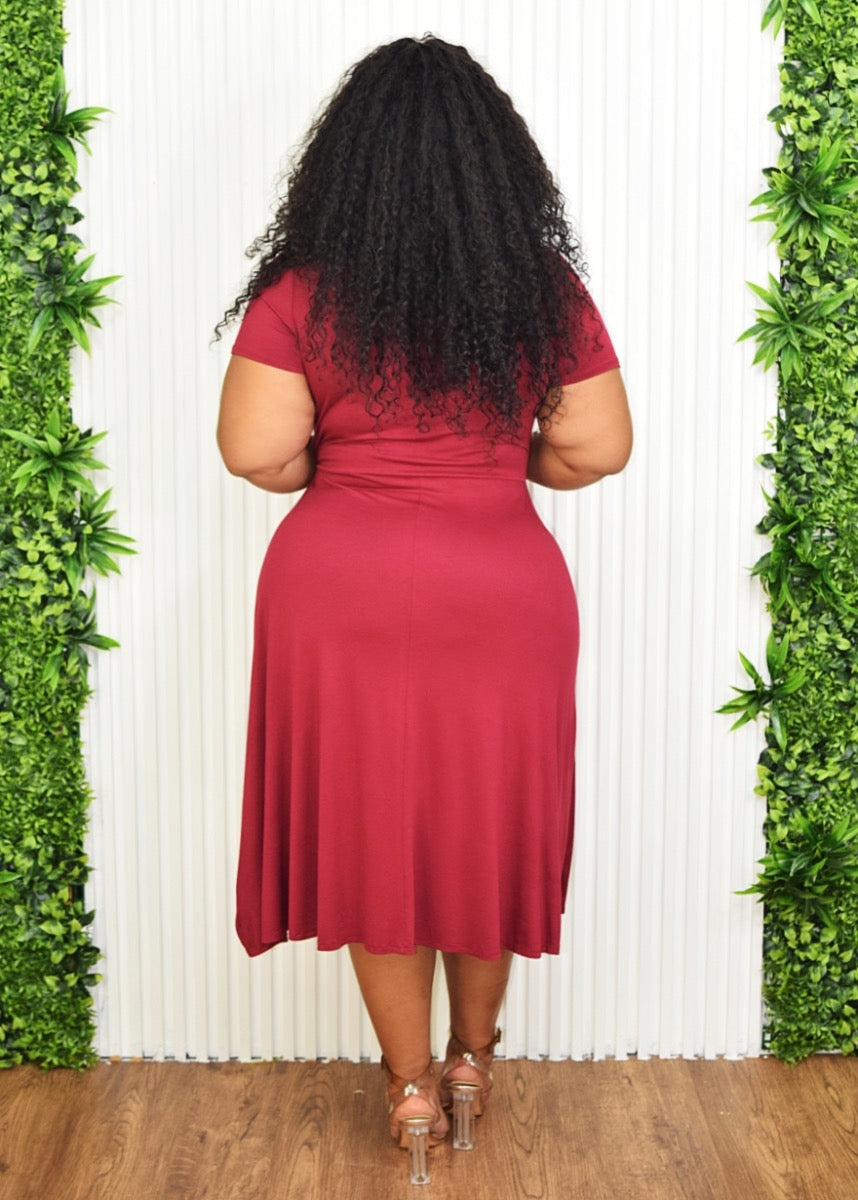 MAXINE WRAP MIDI DRESS PLUS