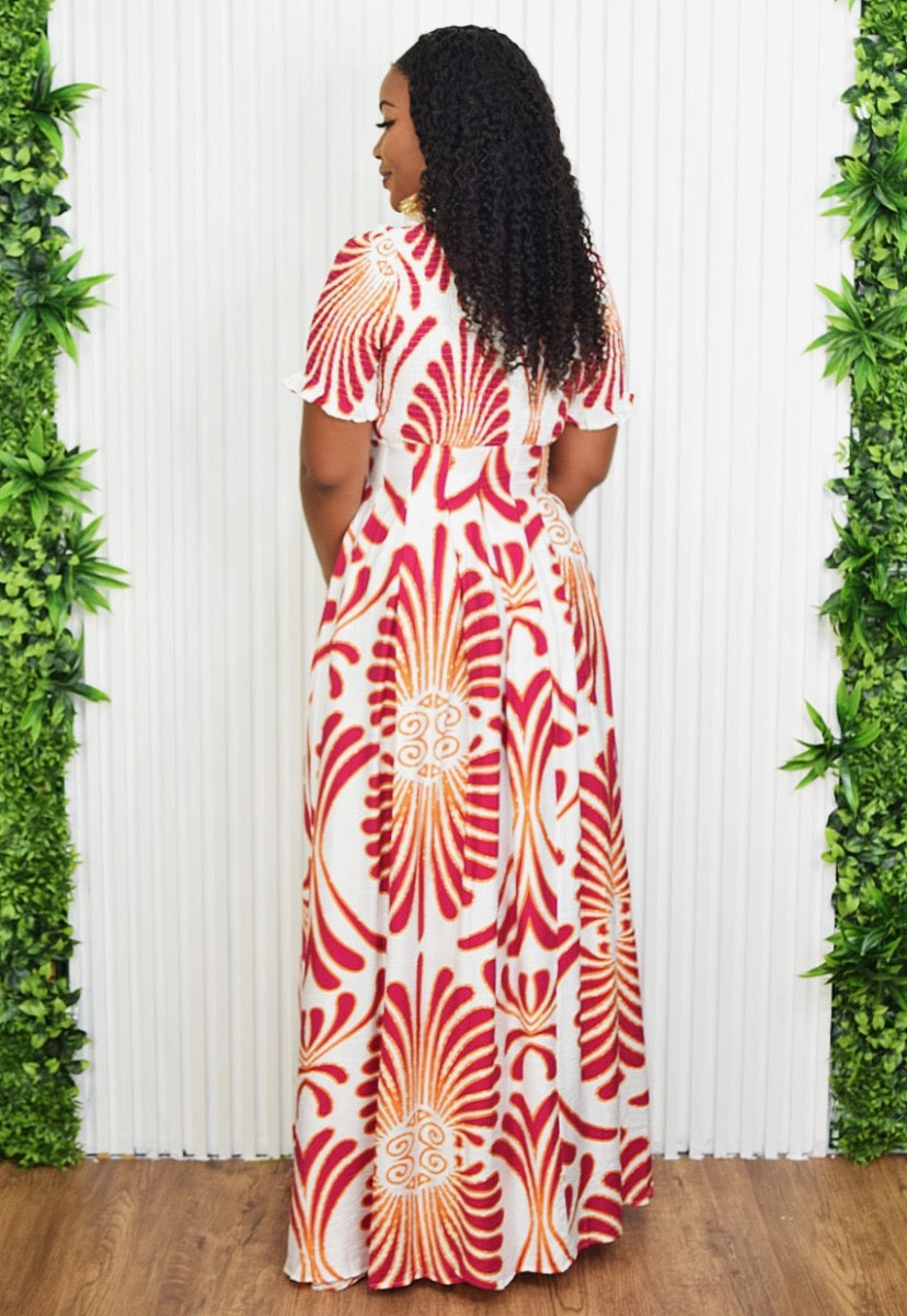 TROPIC ART DECO MAXI DRESS