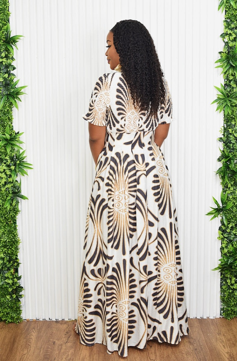 TROPIC ART DECO MAXI DRESS
