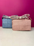 Checkered Pu Leather Crossbody Bag