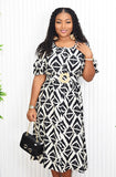 TESSA TRIBAL CONTRAST MIDI DRESS