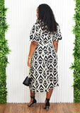 TESSA TRIBAL CONTRAST MIDI DRESS