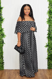 DOT YOUR DREAMS PLEATED MAXI DRESS