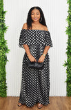 DOT YOUR DREAMS PLEATED MAXI DRESS