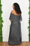 DOT YOUR DREAMS PLEATED MAXI DRESS