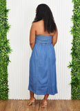 DENIM DARLING TUBE MIDI DRESS