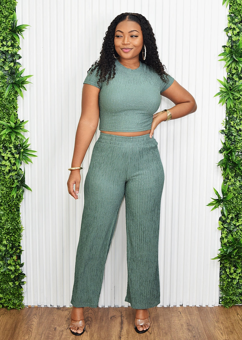WEEKEND READY RIBBED PANTS SET