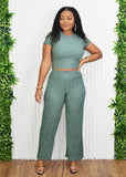 WEEKEND READY RIBBED PANTS SET
