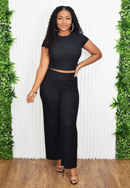 WEEKEND READY RIBBED PANTS SET