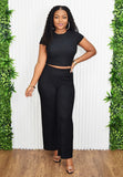 WEEKEND READY RIBBED PANTS SET