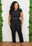 WEEKEND READY RIBBED PANTS SET PLUS