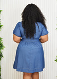 AVERY BABYDOLL DENIM DRESS PLUS