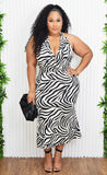 WILD ELEGANCE HALTER MIDI DRESS PLUS