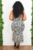WILD ELEGANCE HALTER MIDI DRESS PLUS