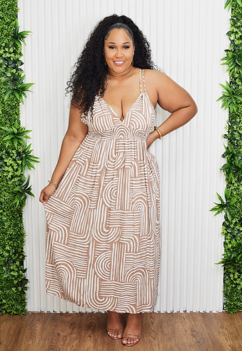 FIND YOUR WAY PRINTED MIDI DRESS PLUS