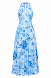 BLUE LAGOON FLORAL MESH MAXI DRESS