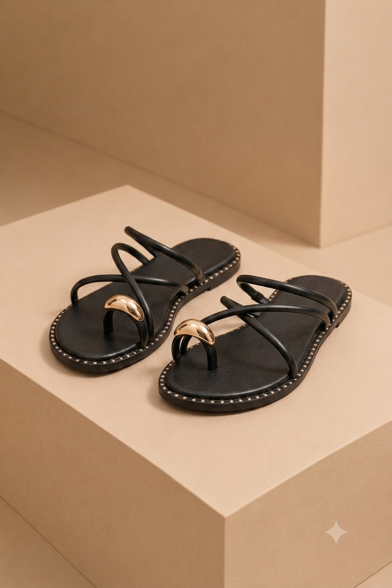 MIDNIGHT CROSS GOLD TIP SANDAL