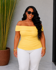 JODI TEXTURED OFF SHOULDER TOP PLUS