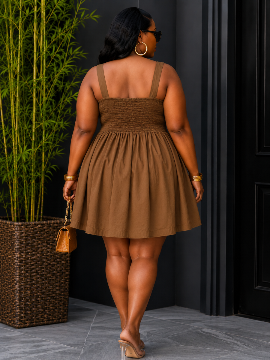 COFFEE DATES FLARED DRESS PLUS