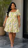 FLORAL AFFAIR PUFF SLEEVE DRESS PLUS