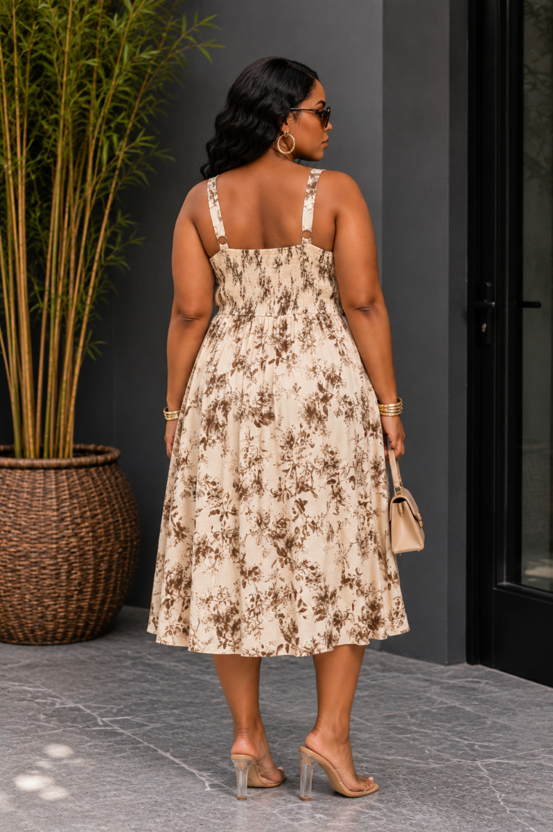 WILD FLOWER WISHES MIDI DRESS PLUS