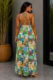 VIBRANT TROPICAL FLORAL MAXI DRESS