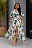 JOANNA FLORAL WRAP MIDI DRESS