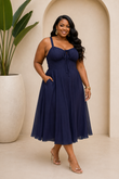 SIMPLY SWEET TIE FRONT MIDI DRESS PLUS