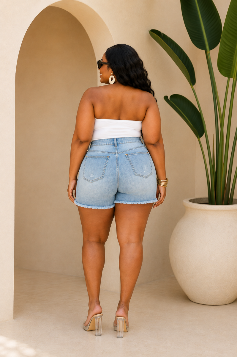 DENIM FEVER PRE WASH SHORTS PLUS