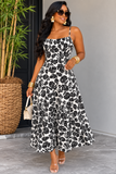 PALM PRINT SUMMER MIDI DRESS