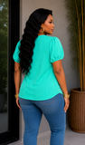 GAIL RIBBED PUFF SLEEVE TOP