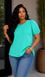 GAIL RIBBED PUFF SLEEVE TOP