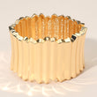 Wide Pleated Metal Hinged Bangle Bracelet