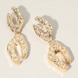 Oversized Textured Abstract Metal Link Dangle Earrings GB