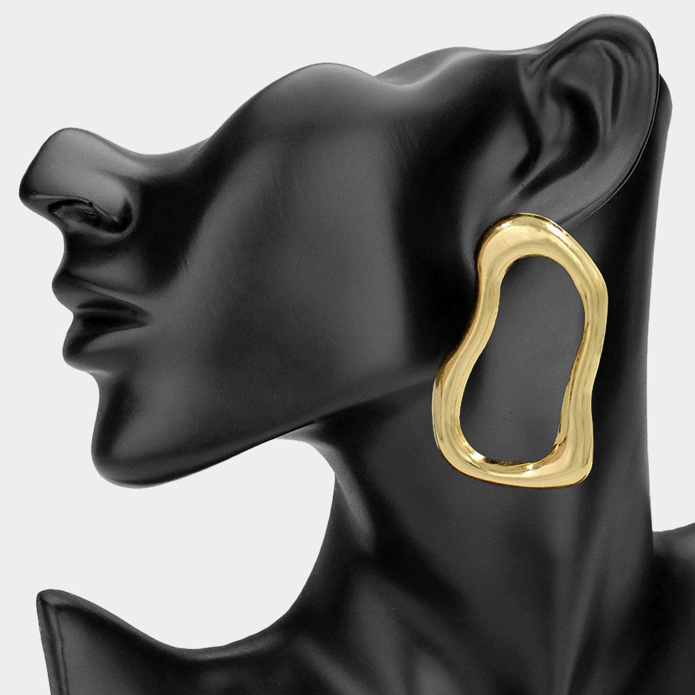 Abstract Open Metal Shape Statement Earrings