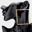Bold Open Metal Rectangle Statement Earrings