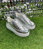 IN YOUR FUTURE SILVER PLATFORM SNEAKERS