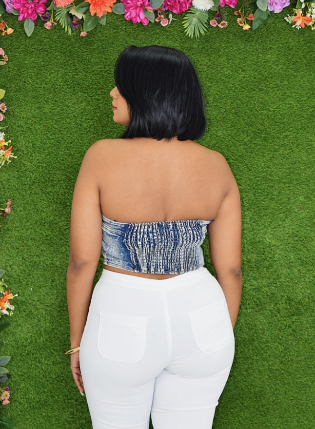 AROUND TOWN DENIM TUBE TOP