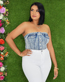 AROUND TOWN DENIM TUBE TOP