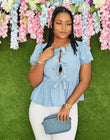 PRETTY IN A BOW DENIM TOP