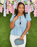 PRETTY IN A BOW DENIM TOP